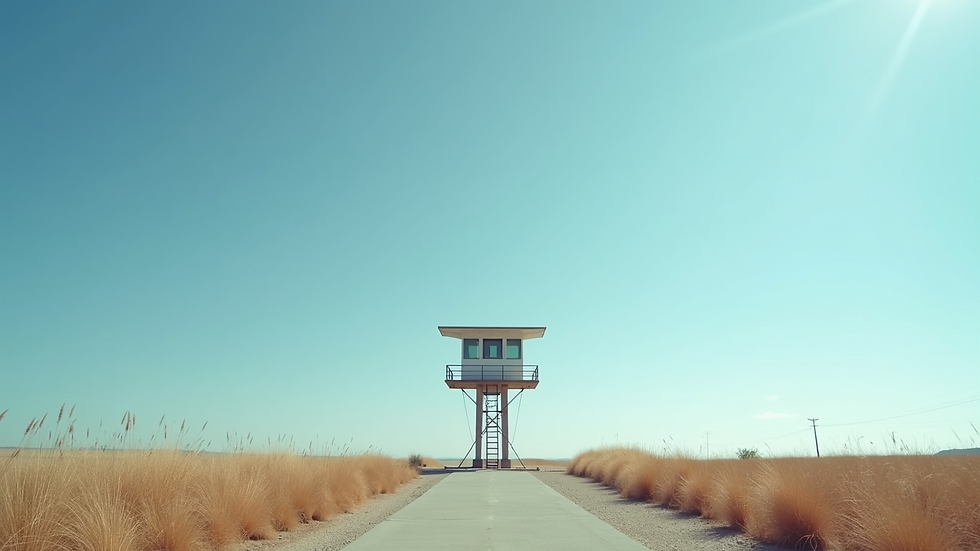 Wide angle view of a weather station against a blue sky