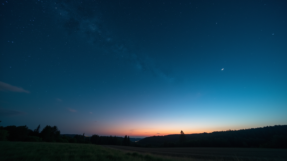 Close-up view of a clear evening sky filled with stars
