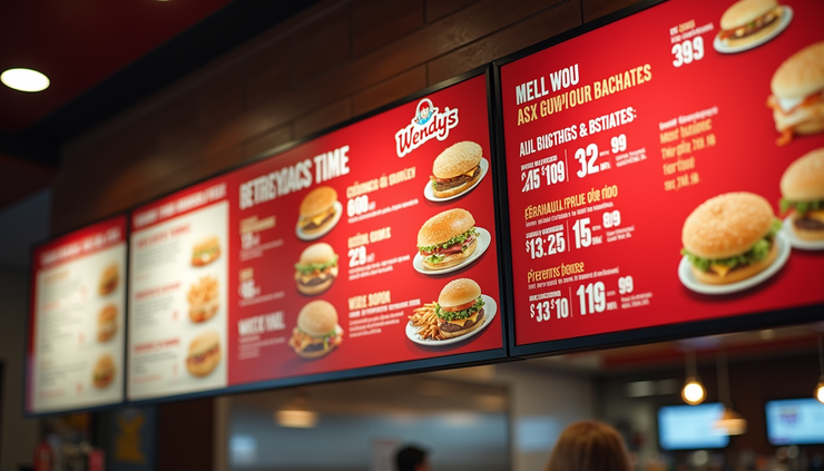 Close-up view of a Wendy's menu board with meal options