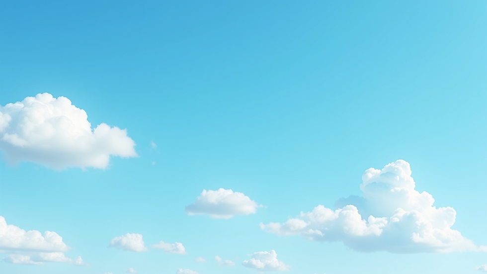 Eye-level view of a clear blue sky with a few fluffy clouds
