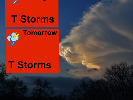 Tonight mostly clear isolated thunderstorms Thursday a slight chance of showers sct t storms