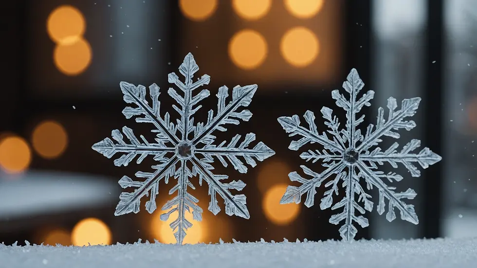 Close-up view of snowflakes resting on a windowpane