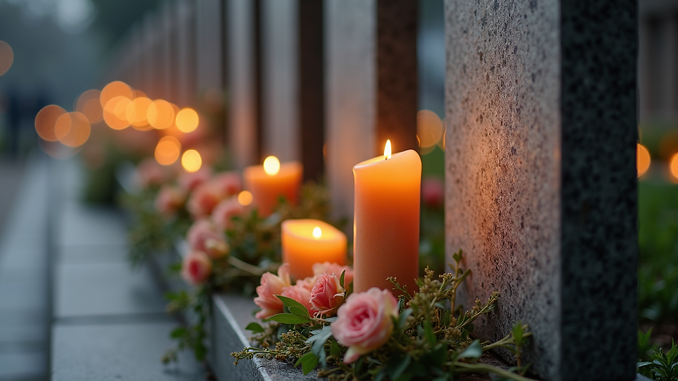 Close-up view of a healing memorial for victims of violence