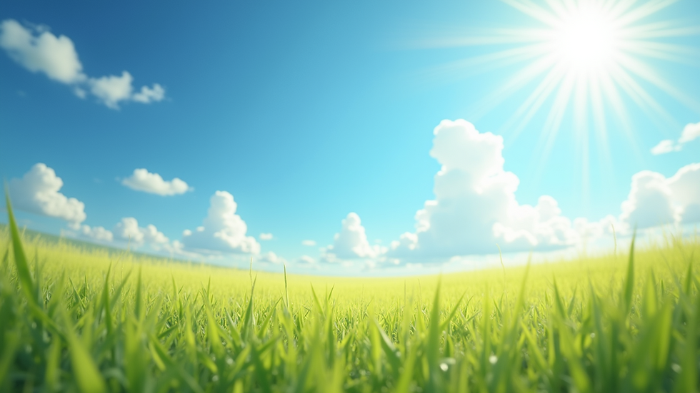 Bright sunny landscape with blue skies