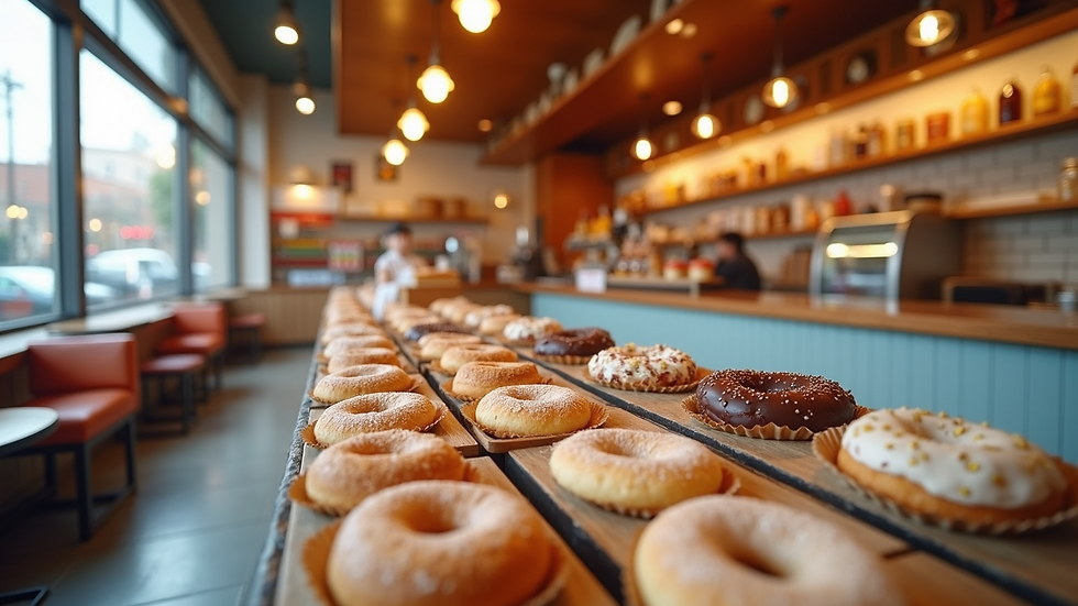 High angle view of a vibrant Crumbl Cookie store interior