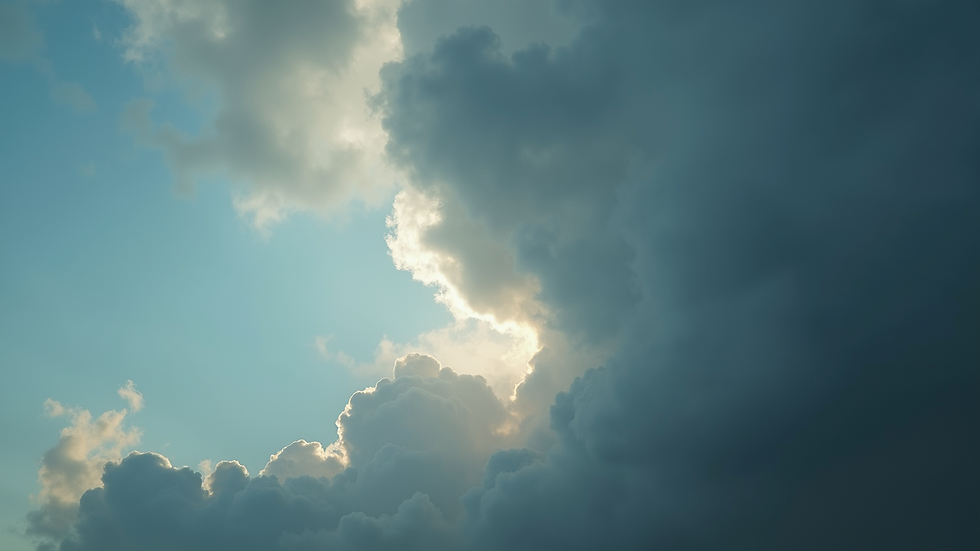Close-up view of dark clouds beginning to gather in the sky