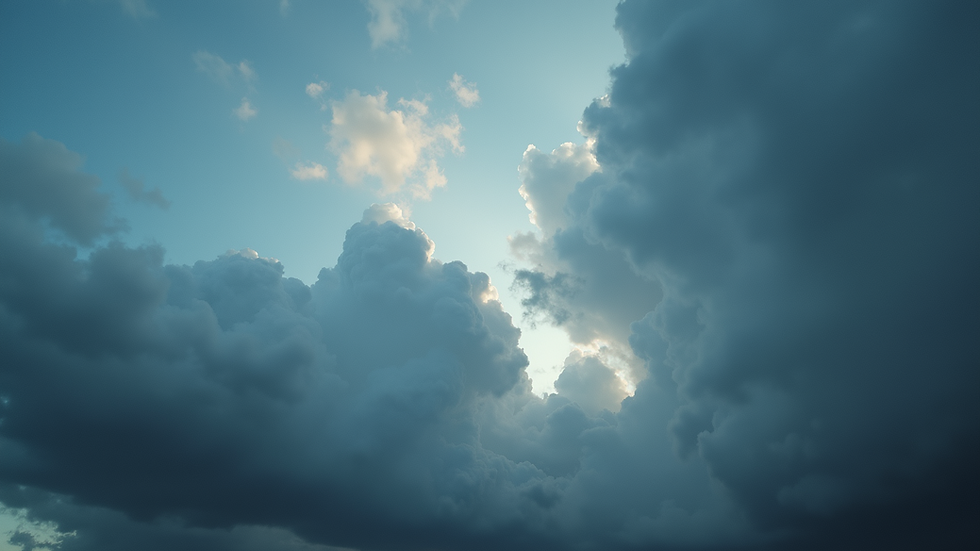 Eye-level view of dark clouds gathering in the sky