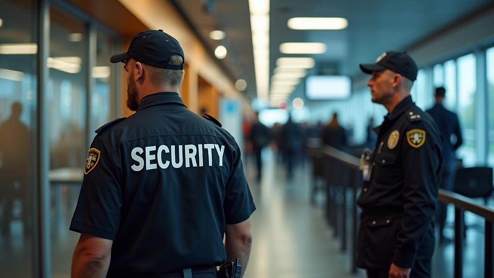 Eye-level view of security personnel at a public venue