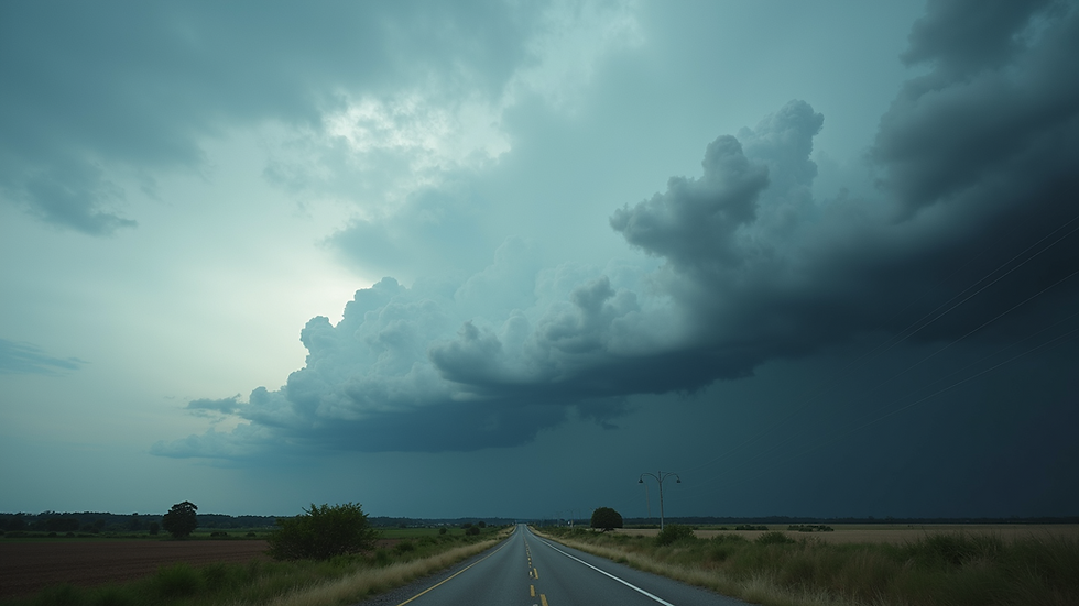 Eye-level view of rolling clouds gathering before a thunderstorm
