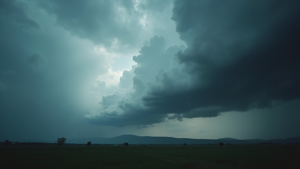 High angle view of dark storm clouds gathering in the sky
