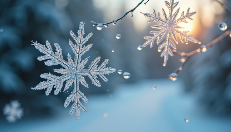 Close-up view of snowflakes on a window pane