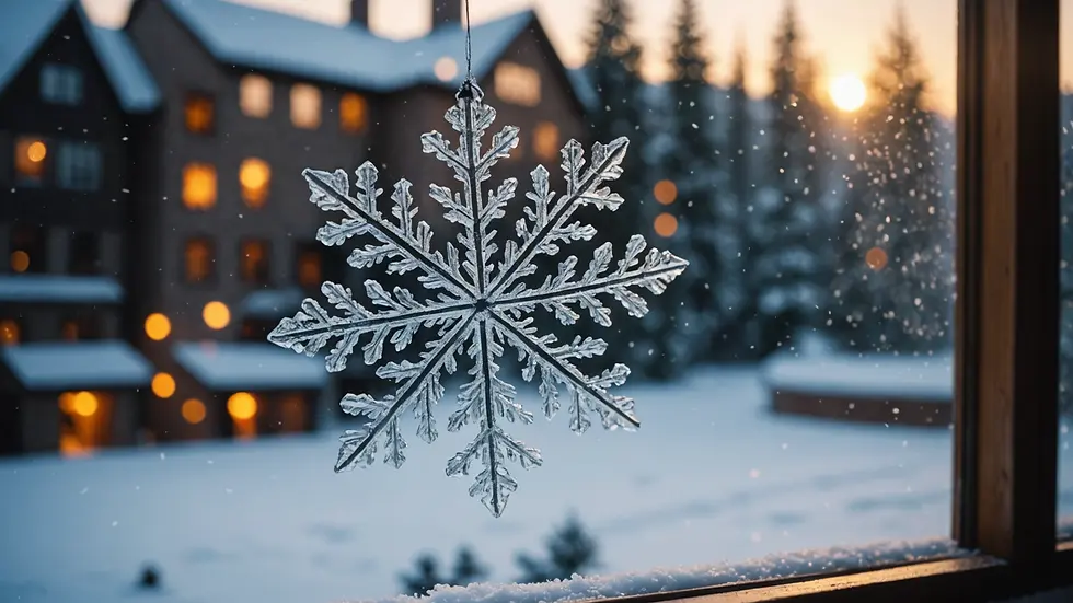 Close-up view of snowflakes on a window