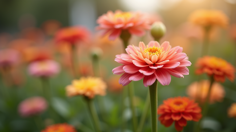 Eye-level view of a vibrant flower garden in full bloom