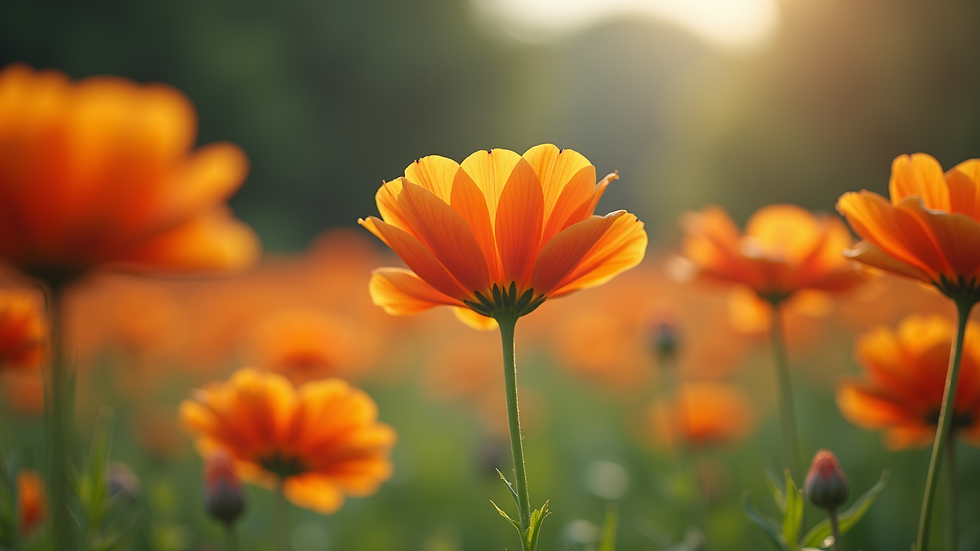Eye-level view of a vibrant flower garden in full bloom