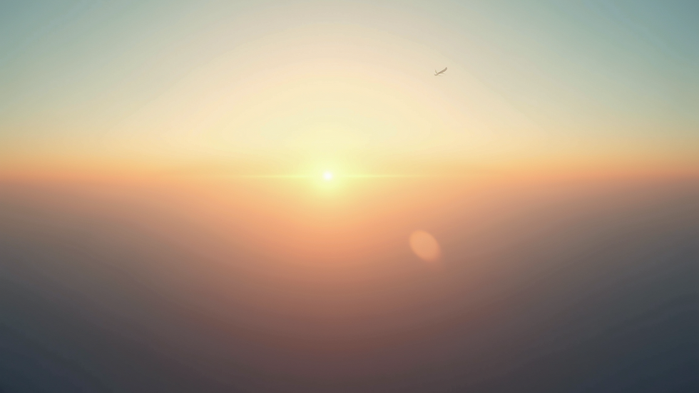 High angle view of a calm evening sky with gentle haze