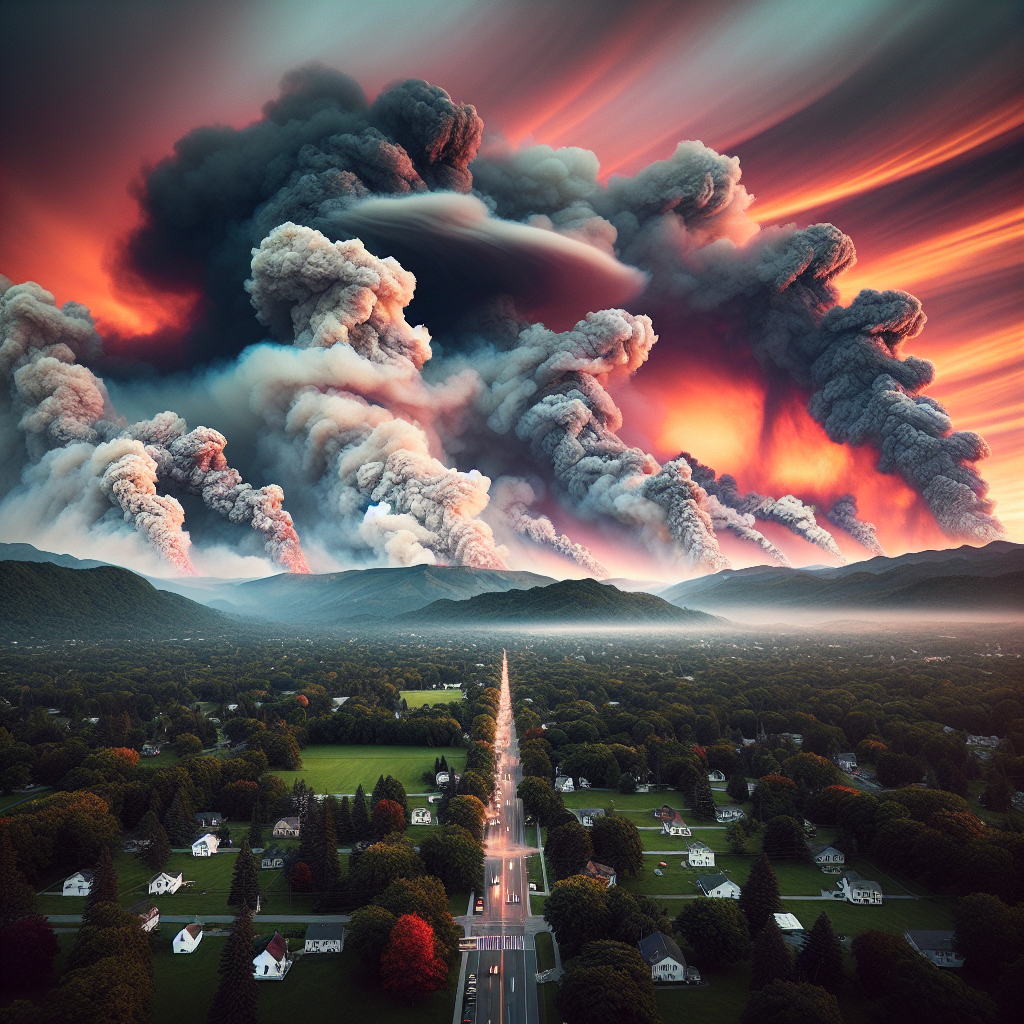Aerial view of wildfire smoke