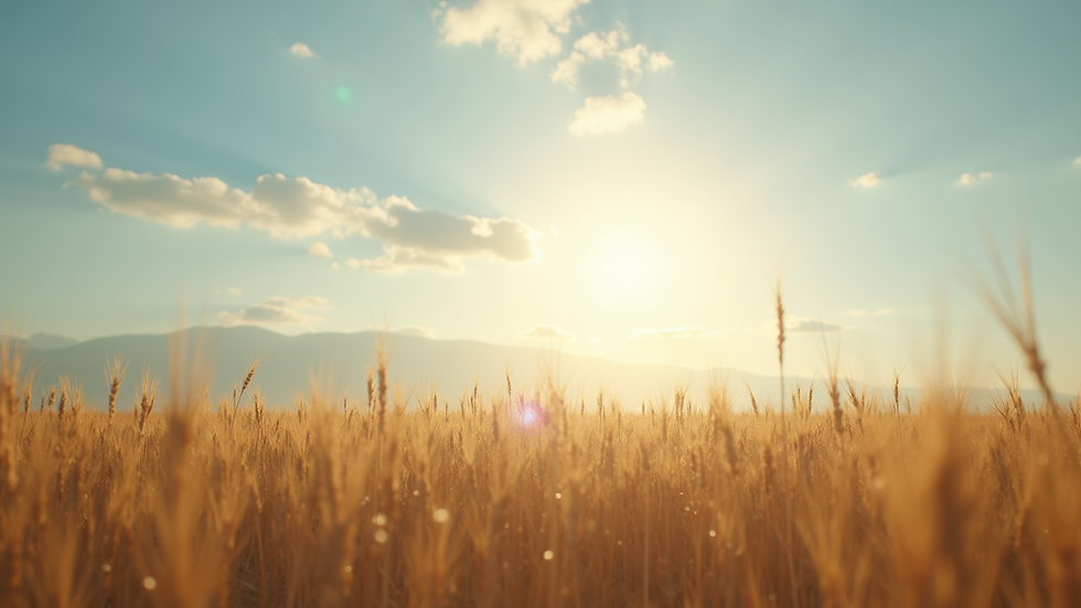 High angle view of an open field under a brightening sky