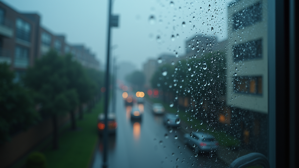 Close-up view of raindrops on a windowpane