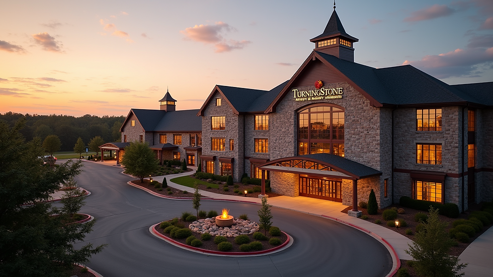 High angle view of the Turning Stone Resort Casino entrance