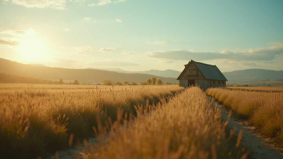 Eye-level view of a serene countryside landscape