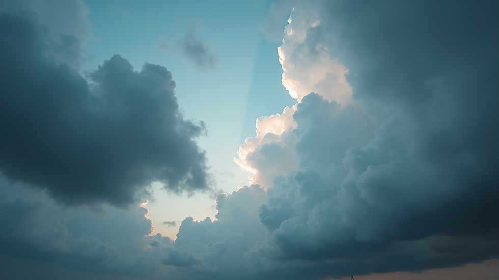 Eye-level view of dark clouds gathering in the sky