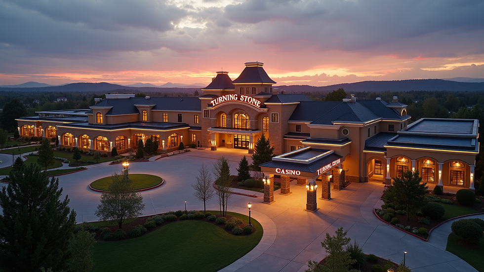 High angle view of the Turning Stone Resort Casino entrance