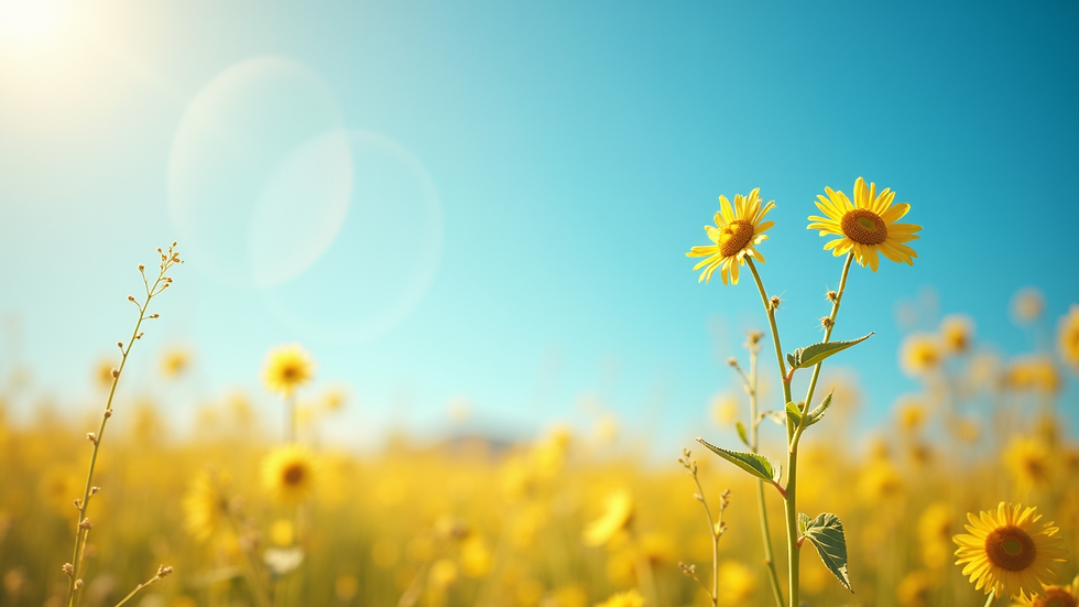 Close-up view of self-illustrating summer sunshine and blue skies