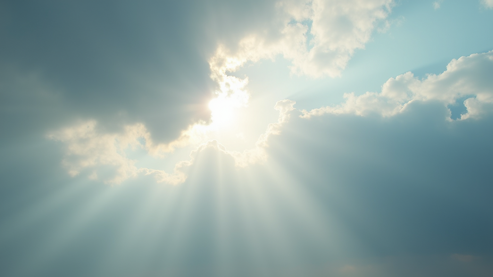 Wide angle view of a cloudy sky with hints of sunlight