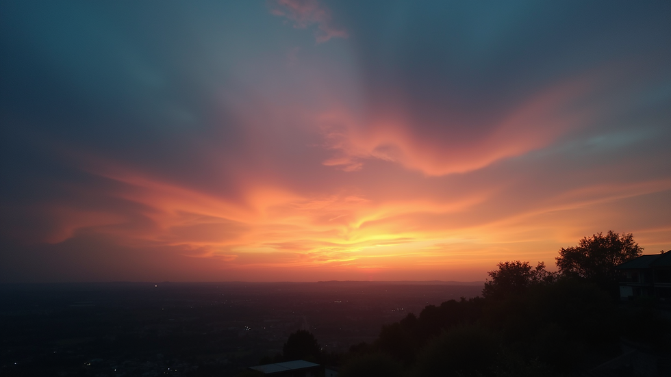 Close-up view of a serene evening sky transitioning from sunset to night