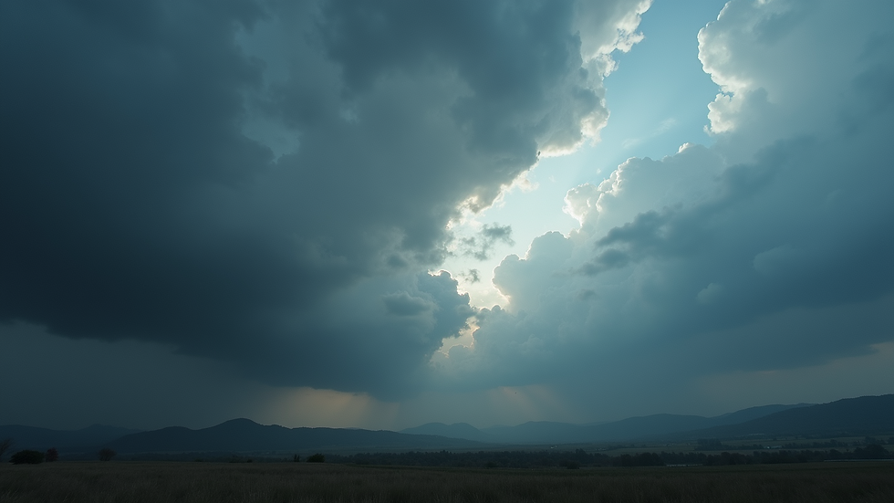 Eye-level view of dark clouds gathering in the sky