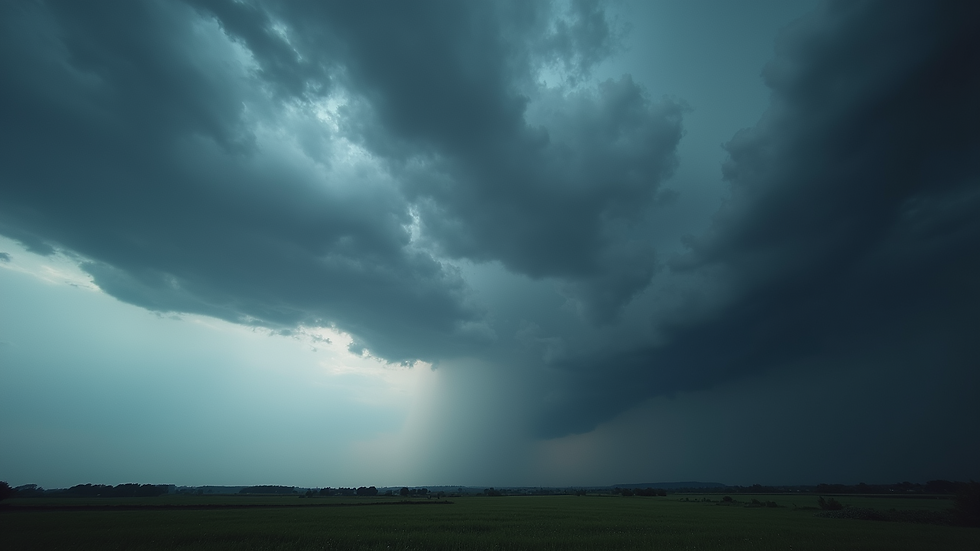 High angle view of dark clouds gathering before a storm