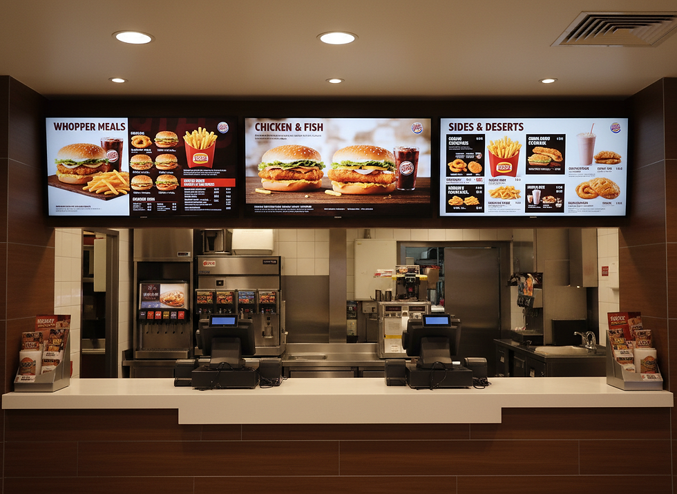 Firefly_Gemini Flash_menu tv's on burgur king, front shot, needs to look professional 8981