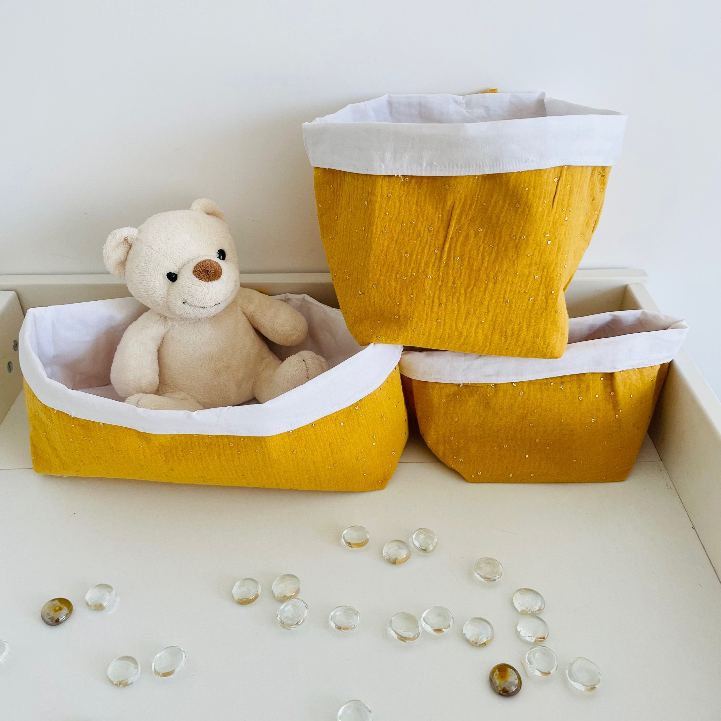 Panier en double gaze de coton couleur au choix