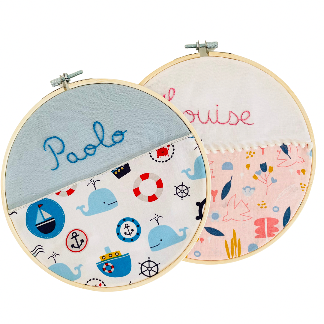 Tambour/tableau brodé tissu personnalisé