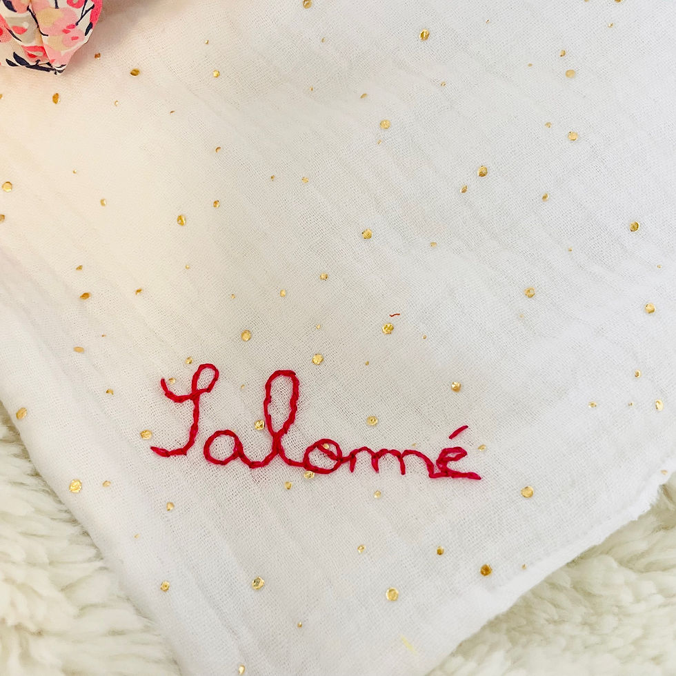 Miniature : Doudou lapin en double gaze et liberty