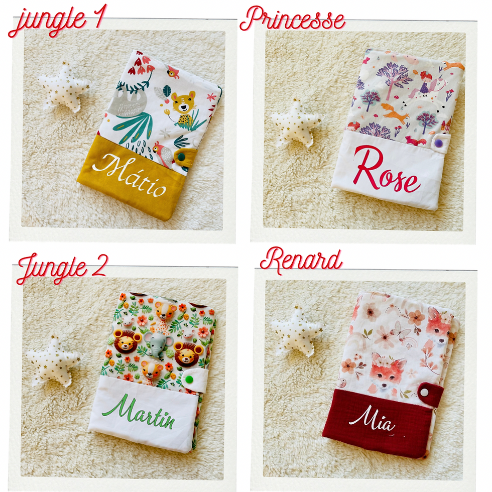 Miniature : Protège carnet de santé prénom tissu au choix