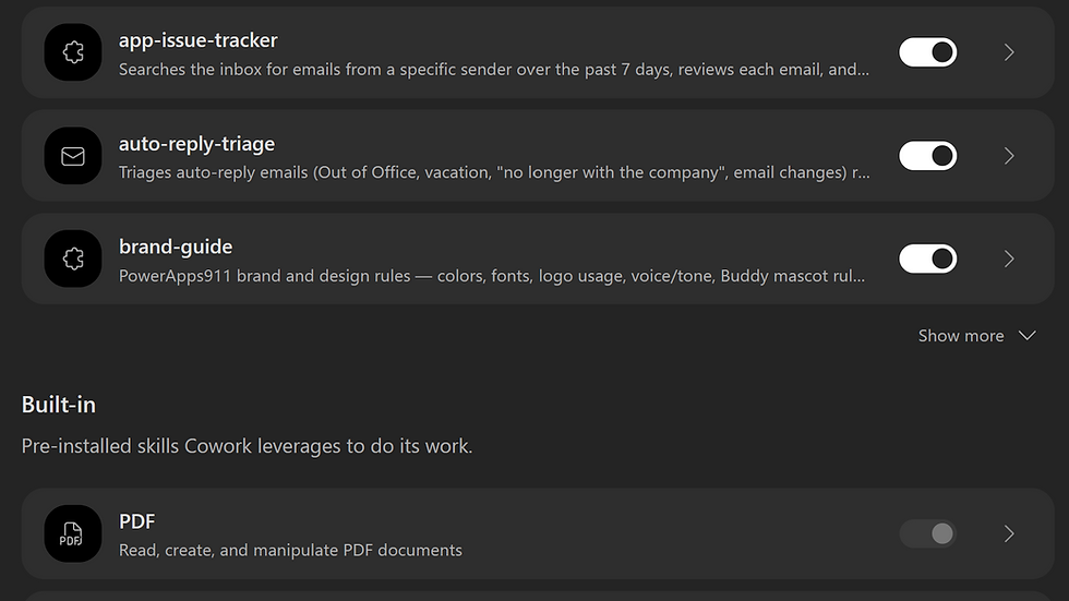New Customize Skills screen