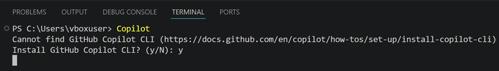Install GitHub Copilot CLI in VS Code Terminal