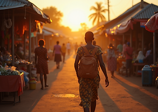 lifestyle photography travelers exploring colorful ghanaian market authentic interactions