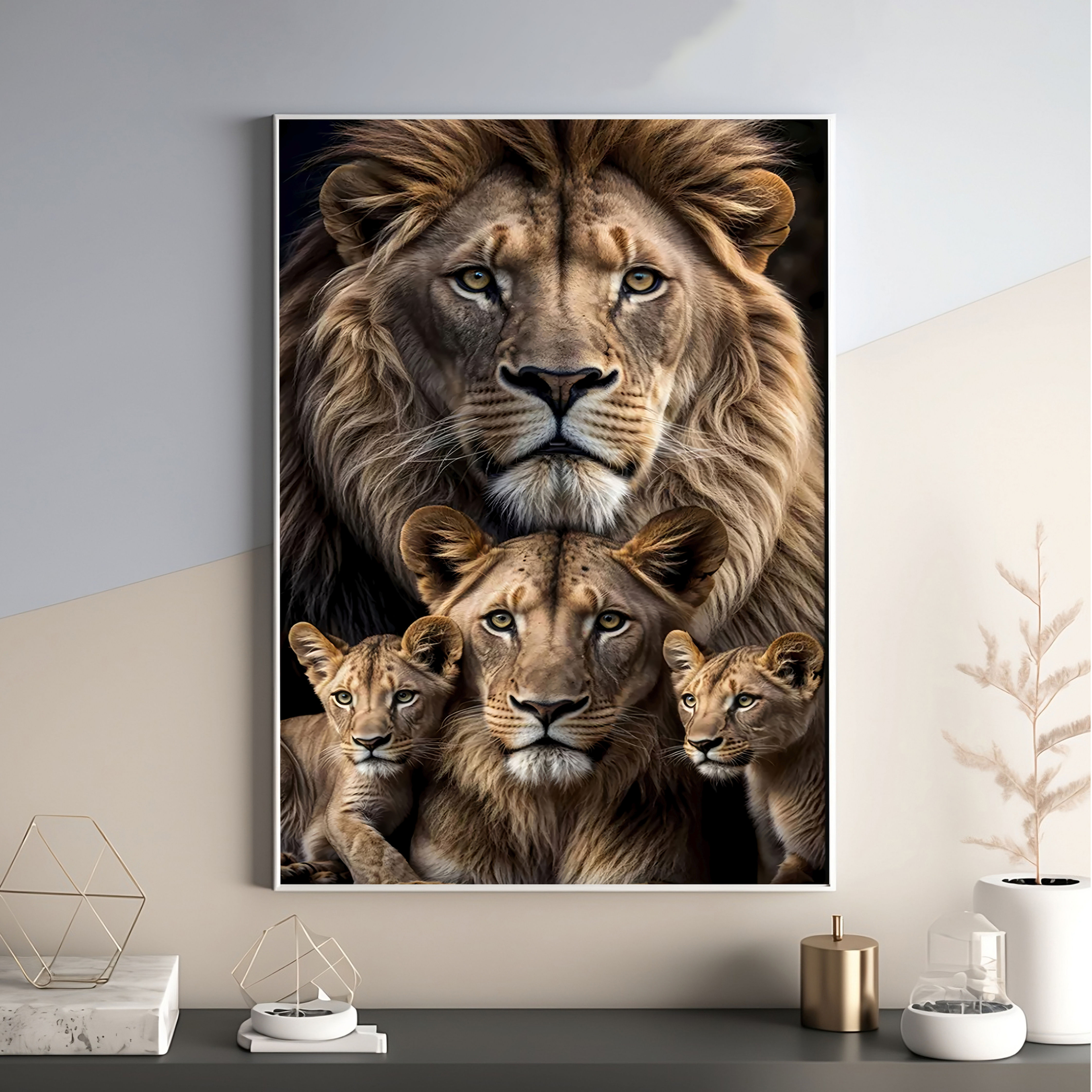 Quadro decorativo Família De Leões 003