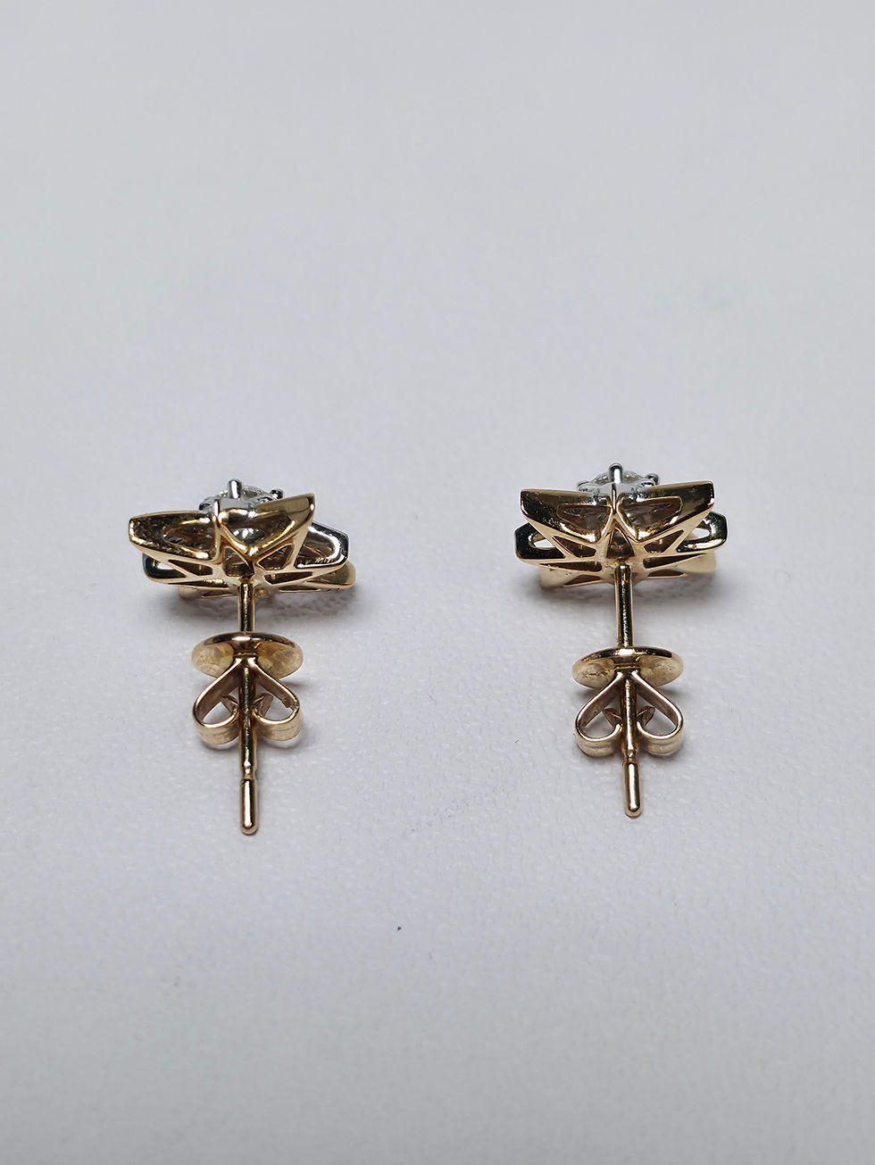 Thumbnail: Jewelry - 18K Rose & White Gold Diamond Earrings