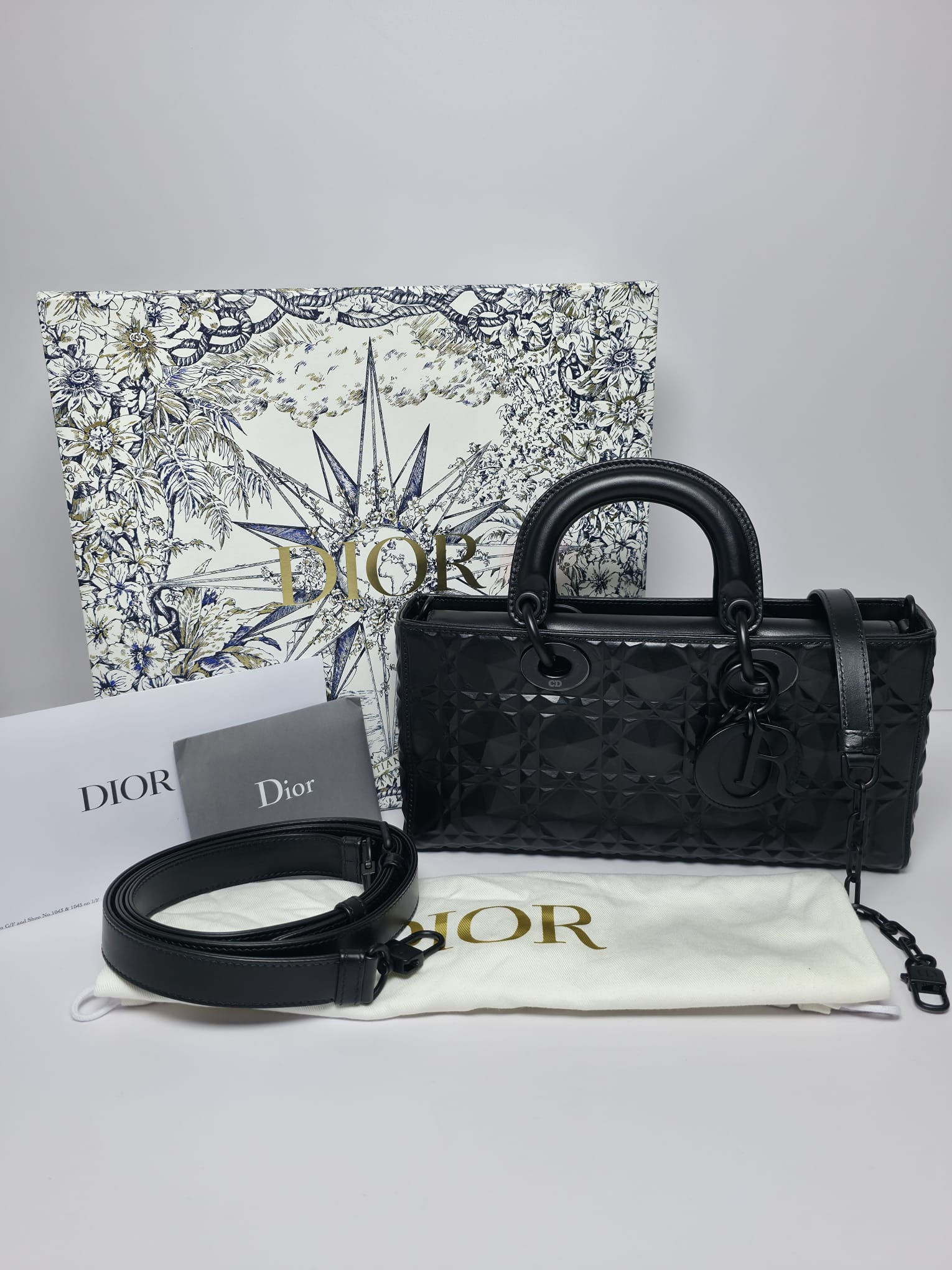 Dior - Medium Lady D Joy Bag Diamond Cannage Cowhide Leather Black M0540SNEA