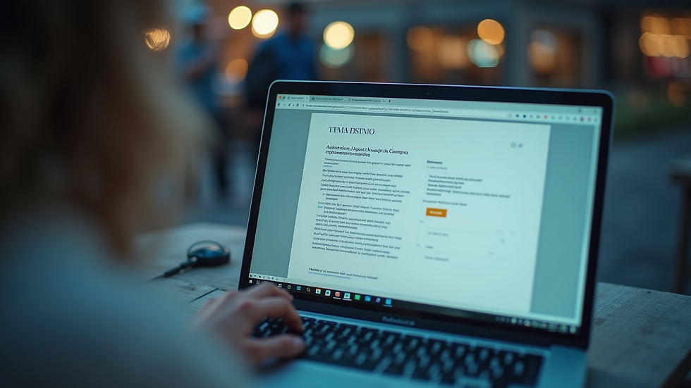 Plano detalle de una computadora con un documento de branding abierto en pantalla