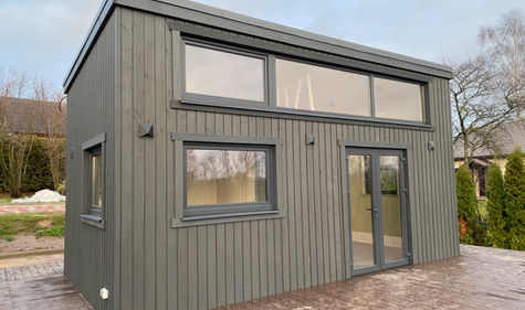 Modular sauna house, timber frame, moduļu mājas, paneļu mājas, ražošana, Cēsis, Latvija, attefallshus, koka karkasa mājas, loft house