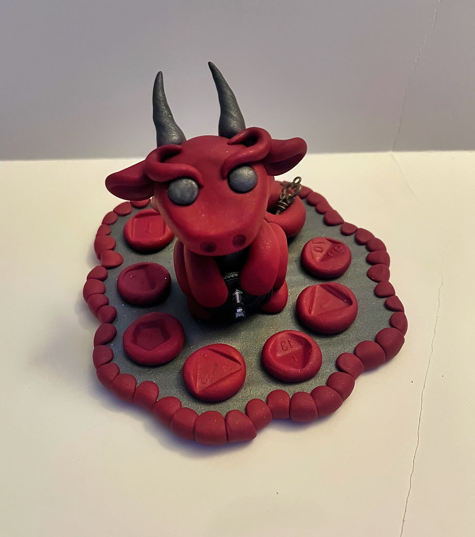 Thumbnail: Graphite and Metallic Scarlet Dragon Dice Display Sculpture