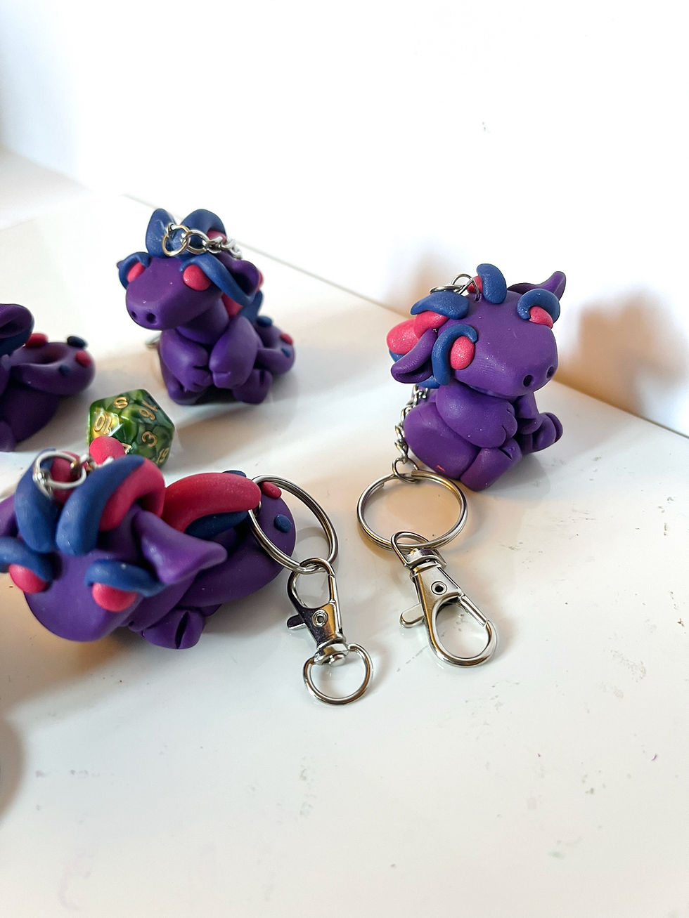 Thumbnail: Bisexual Pride Dragon Polymer Clay Keychain