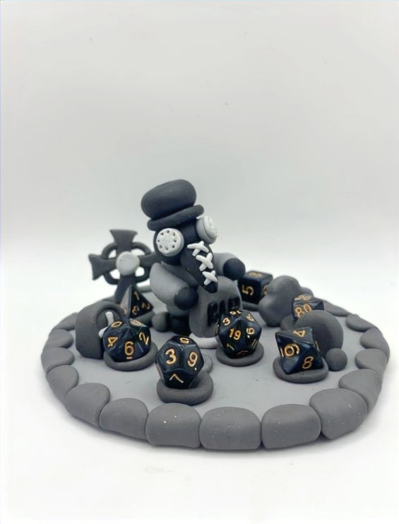 Plague Doctor Polymer Clay Dice Display Set