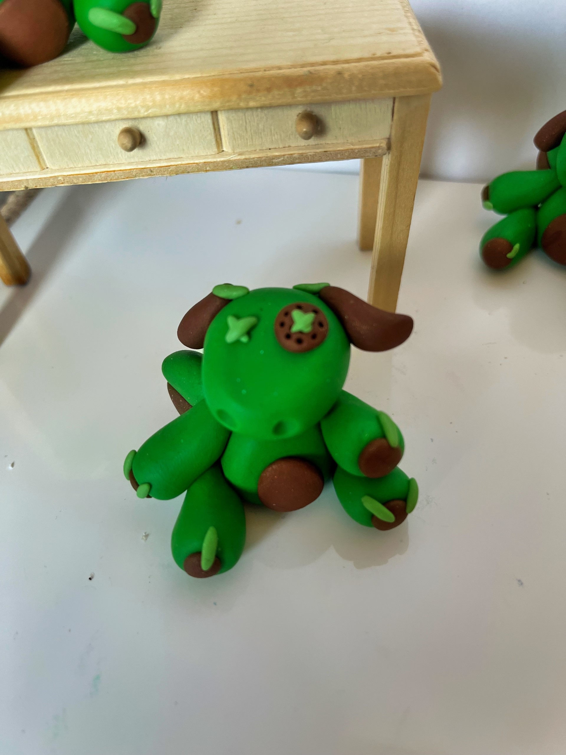 Patched Up Pals Dragon Green Sitting Figure Polymer Clay Designs