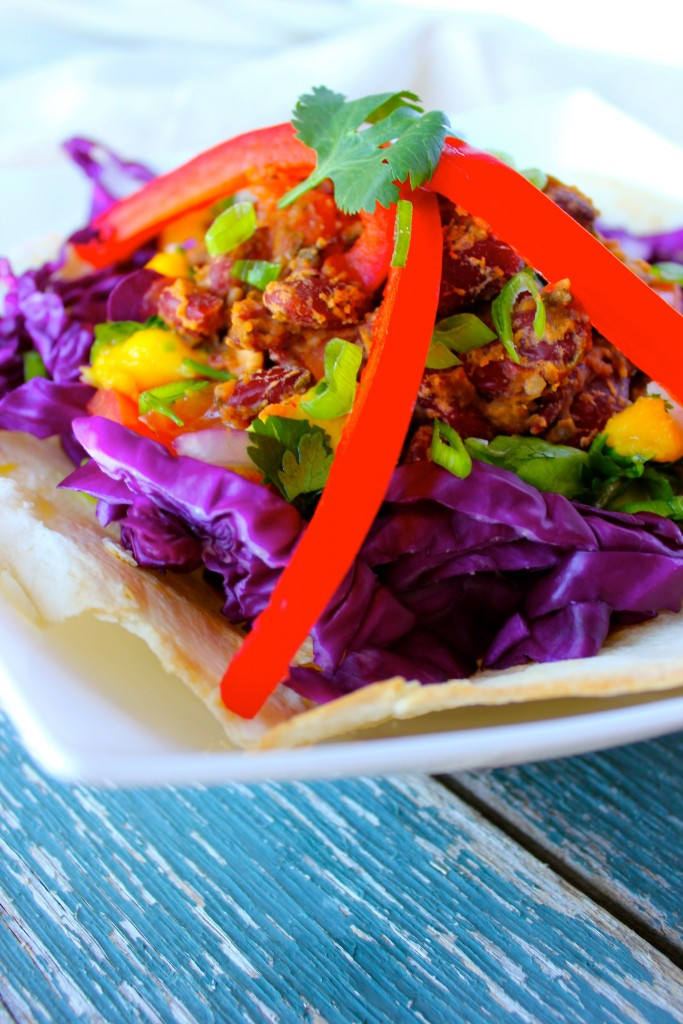 Purple Burrito Bowl with Avocado Mango Salsa