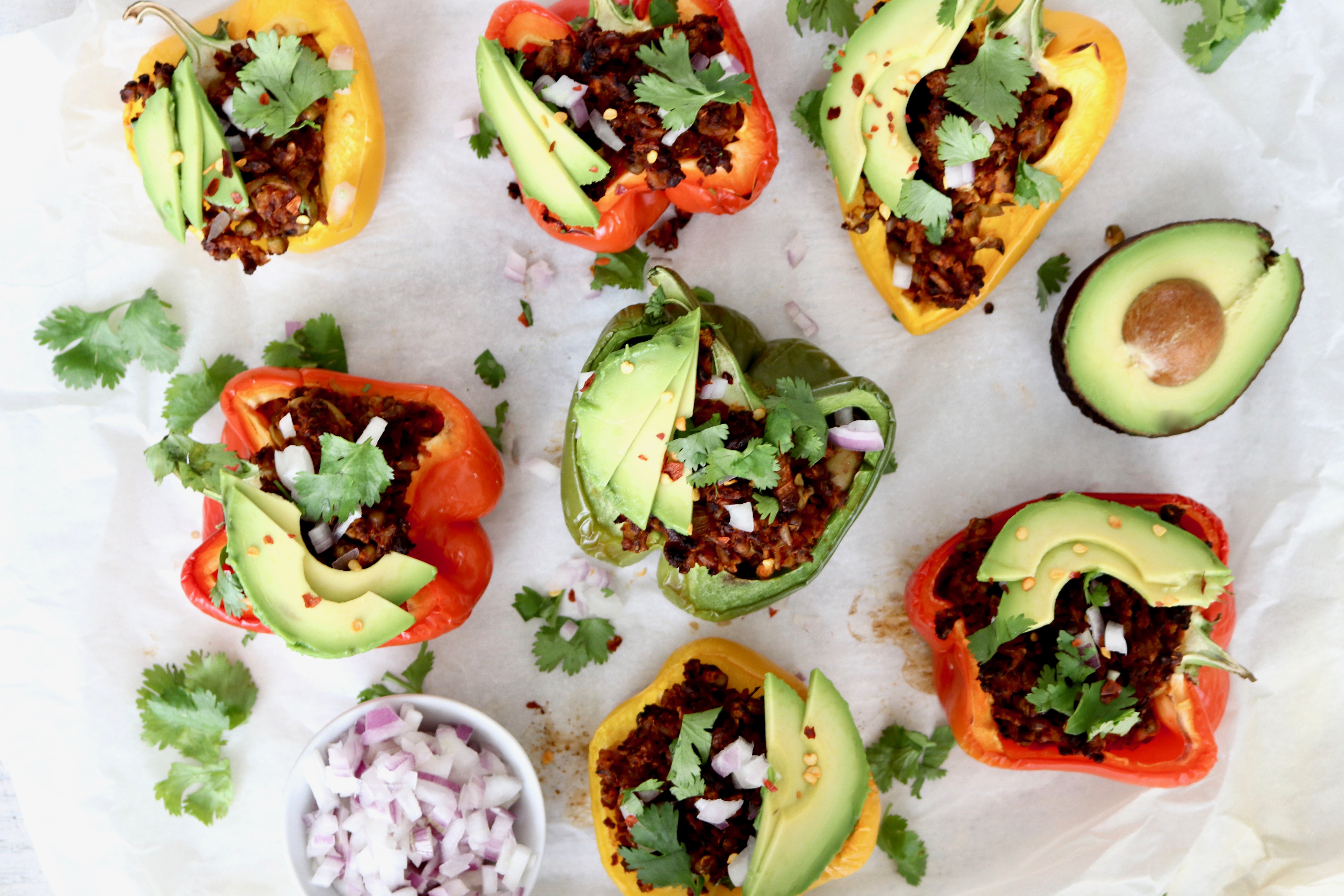 Proteinpacked Vegan Stuffed Bell Peppers Pick Up Limes Nourish the